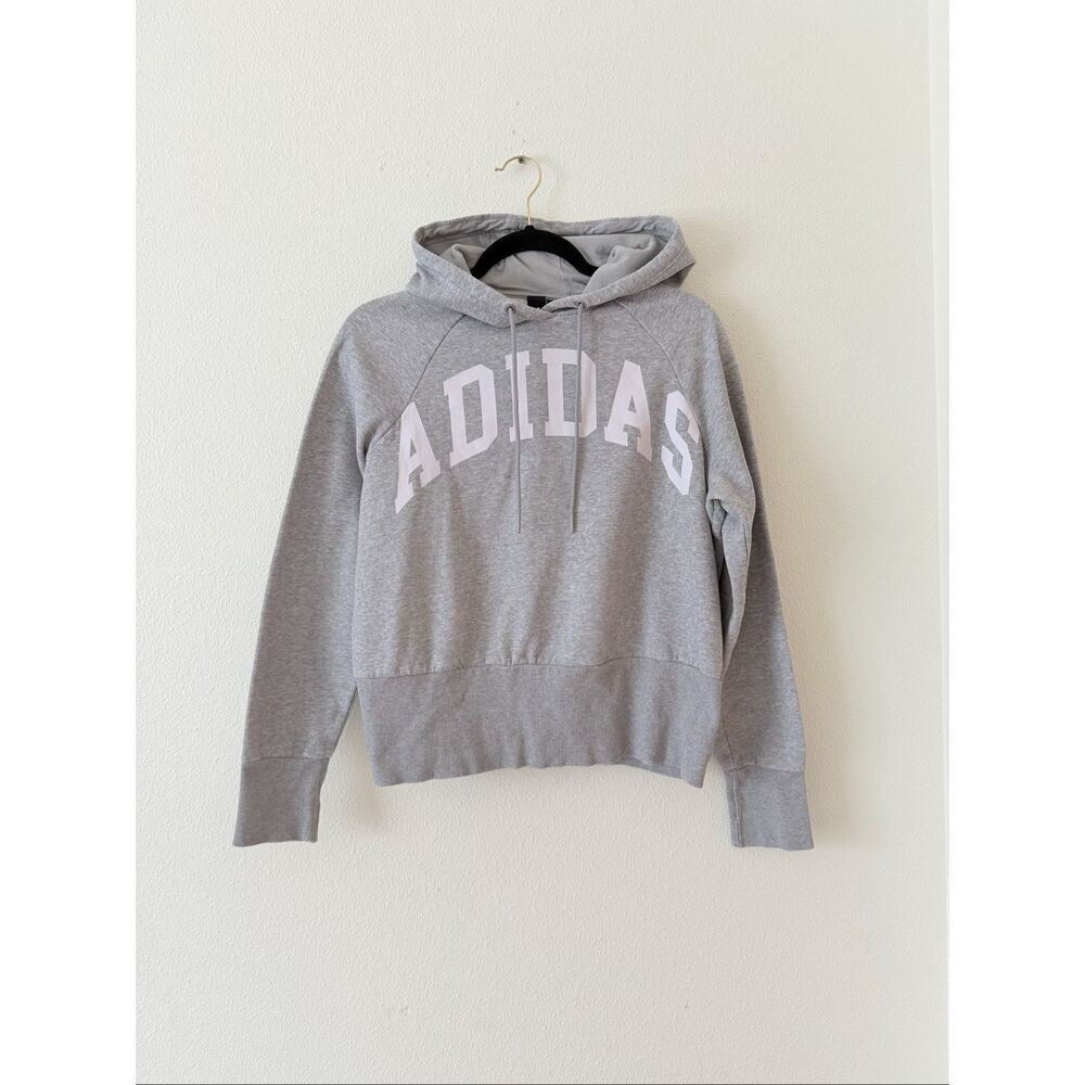 Adidas Women's Grey and White Hoodie Size S